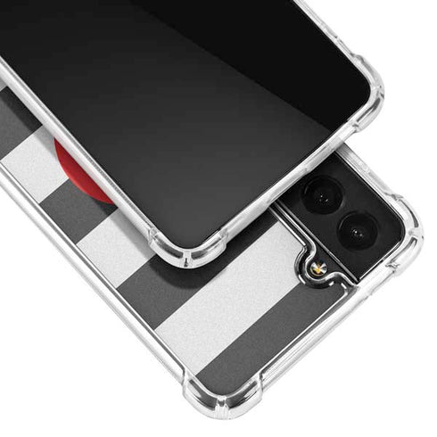 Black And White Striped Heart Galaxy S21 FE Clear Case